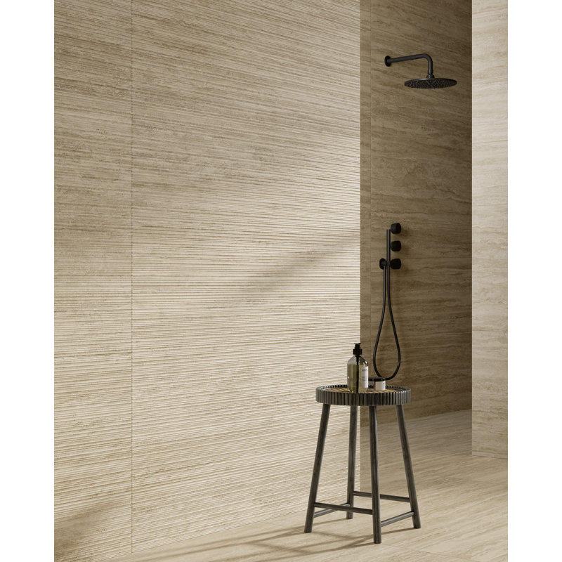 Carrelage mural en porcelaine texturé 3D 24 "x48" New Classic Lines, Beige