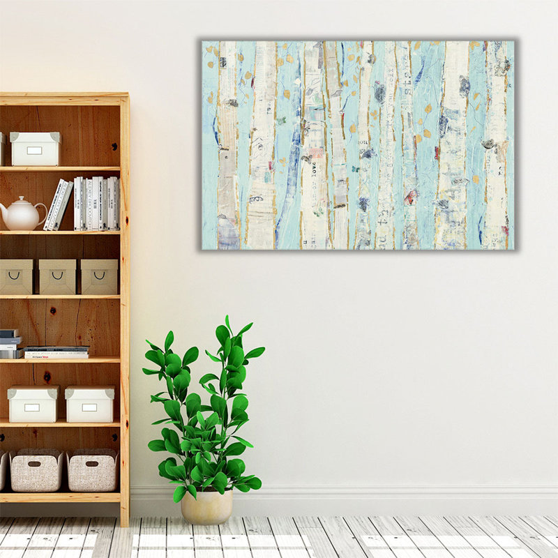 «Far From Blue III Gold Leaves», reproduction d'art sur toile, H 20 po x l 30 po