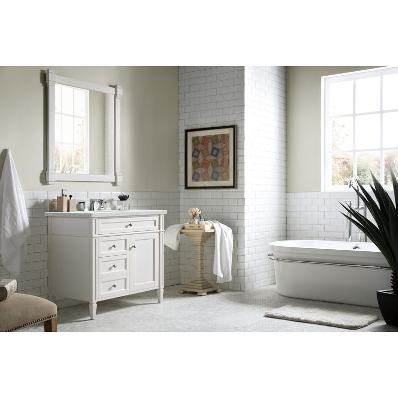 Brittany 36'' W Single Vanity, Bright White, Ethereal Noctis, 8" Widespread