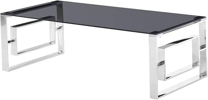  Table basse de salon en verre fumé Mallory doré