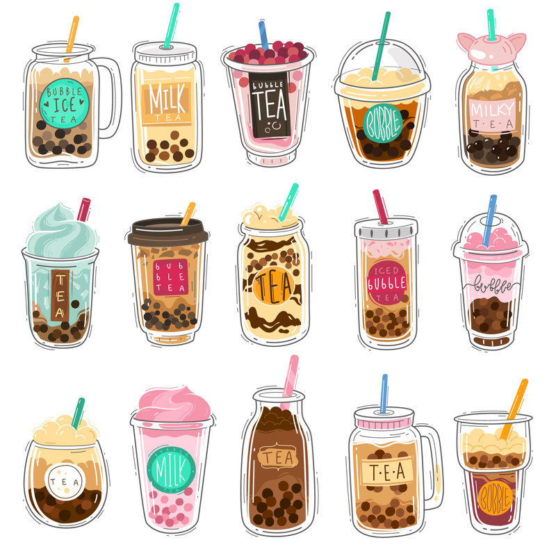 Bubble Tea by Olga Kurbatova - Wrapped Canvas Print, 30cm H x 30cm W