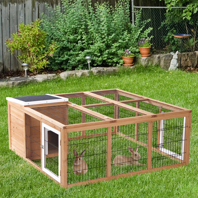 Cage pour petits animaux, maison principale ouverte, intempéries, accès pratique, nettoyage et alimentation du cobaye - matériau en bois naturel, toit imperméable, intérieur spacieux, animaux faciles à entretenir