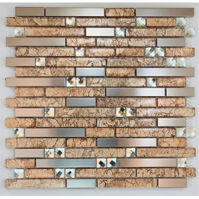 0.6" x 4" Metal/Glass Linear Mosaic Wall Tile