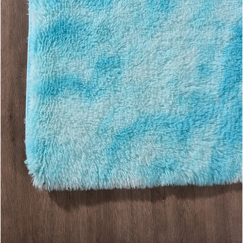 Tapis à poil long bleu clair Stanette, Rectangle 2 pi x 3 pi