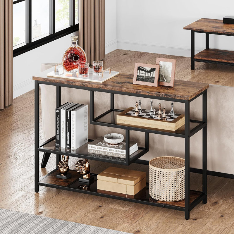 Entryway Table, 4-Tier Console Table with Storage Shelves