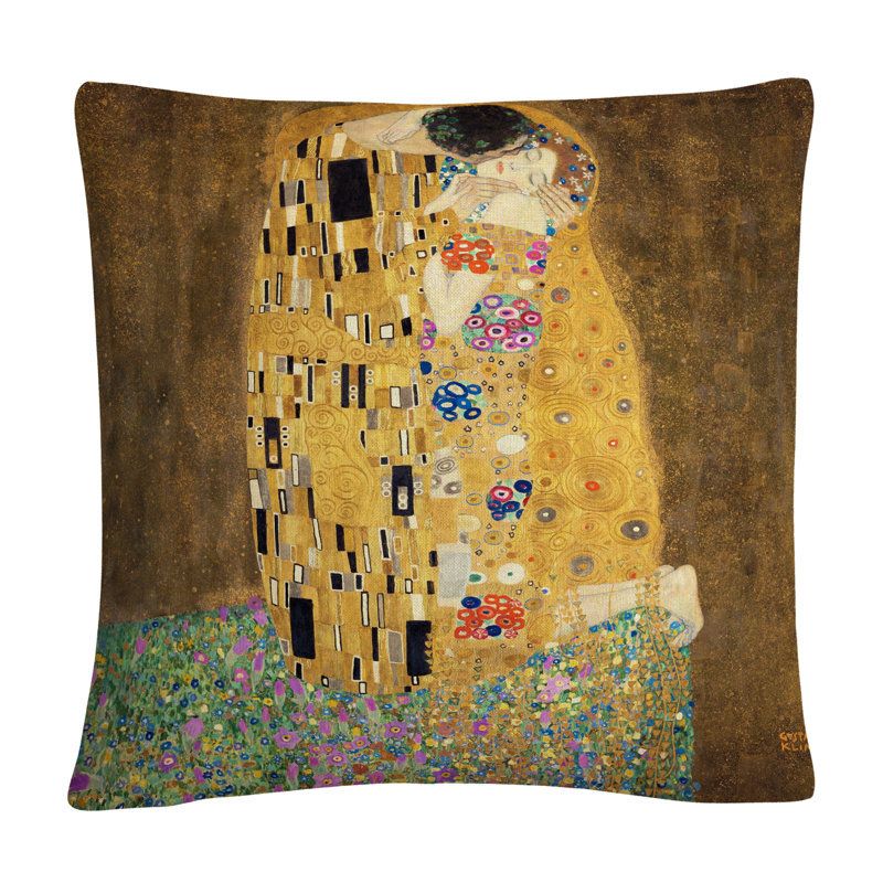 Coussin décoratif 16 x 16 Gustav Klimt «The Kiss 1907-8»
