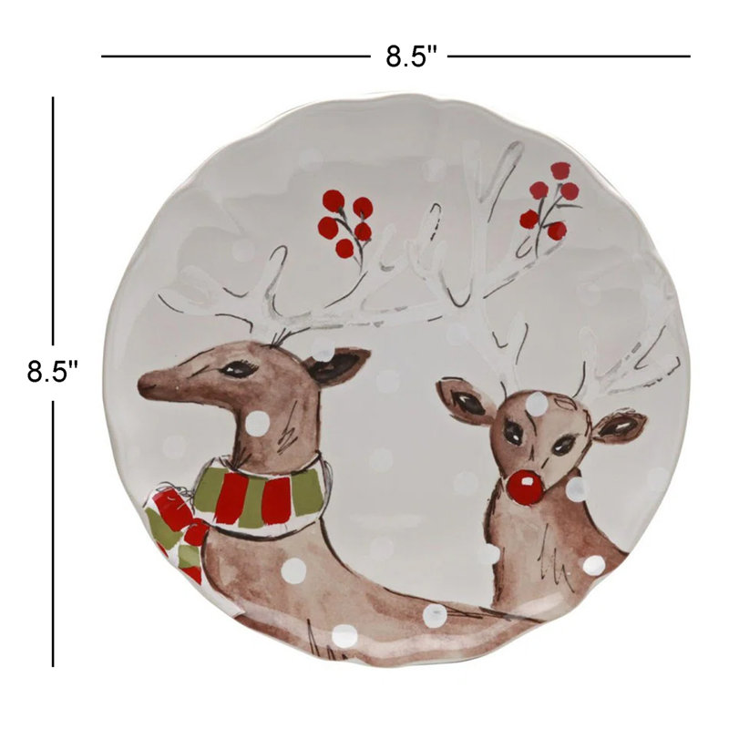 Deer Friends Fine Stoneware Salad/Dessert Plate