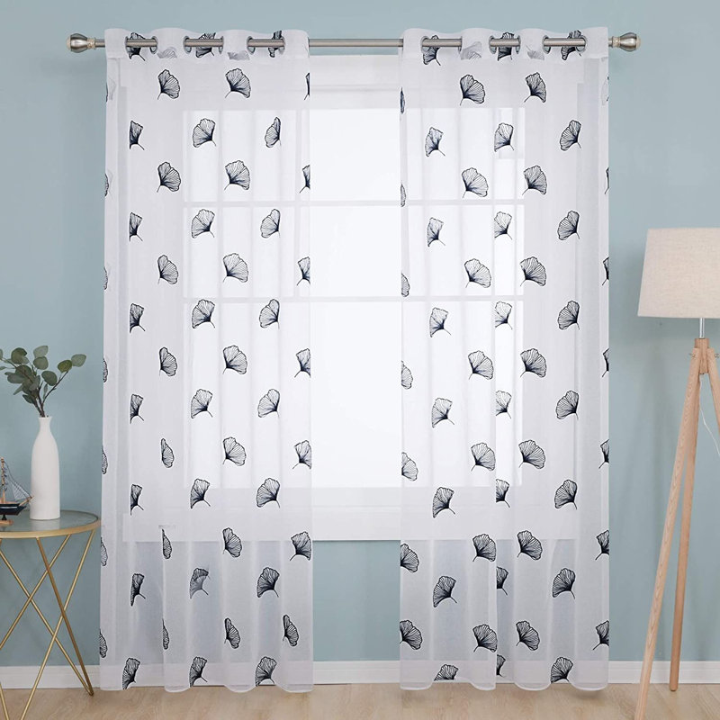 Erwinville Sheer Curtain Pair, Navy Blue, 140 W x 138 D cm