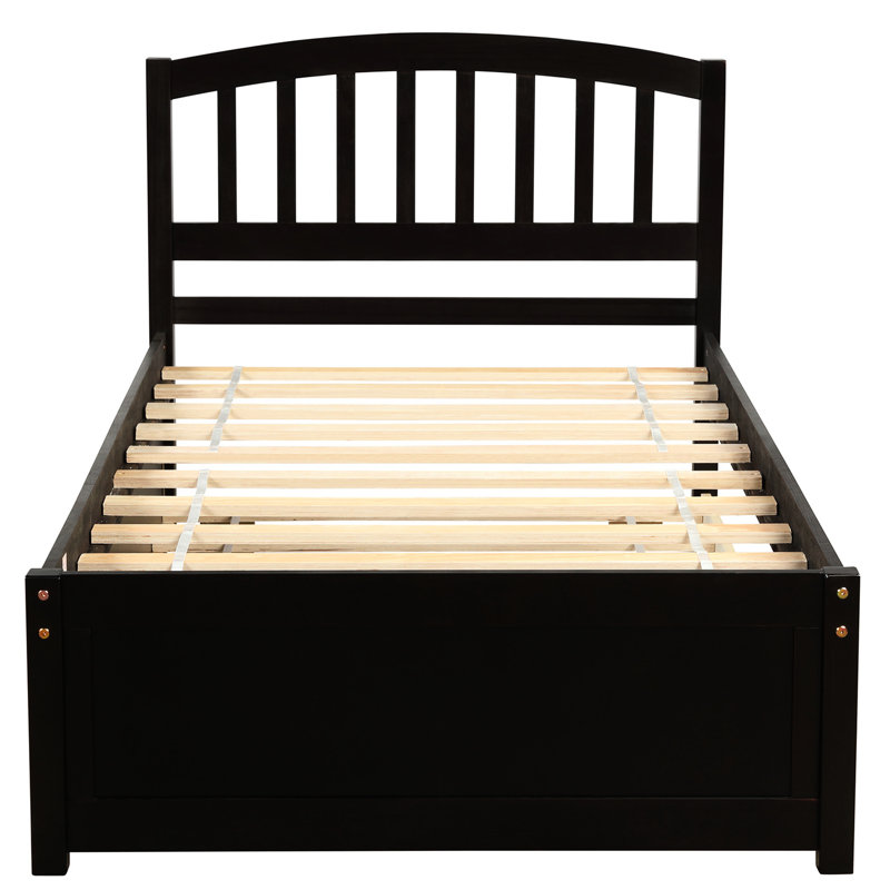 Élégant lit plateforme simple avec lit gigogne - Bois massif pour une charmante décoration de chambre à coucher, Espresso