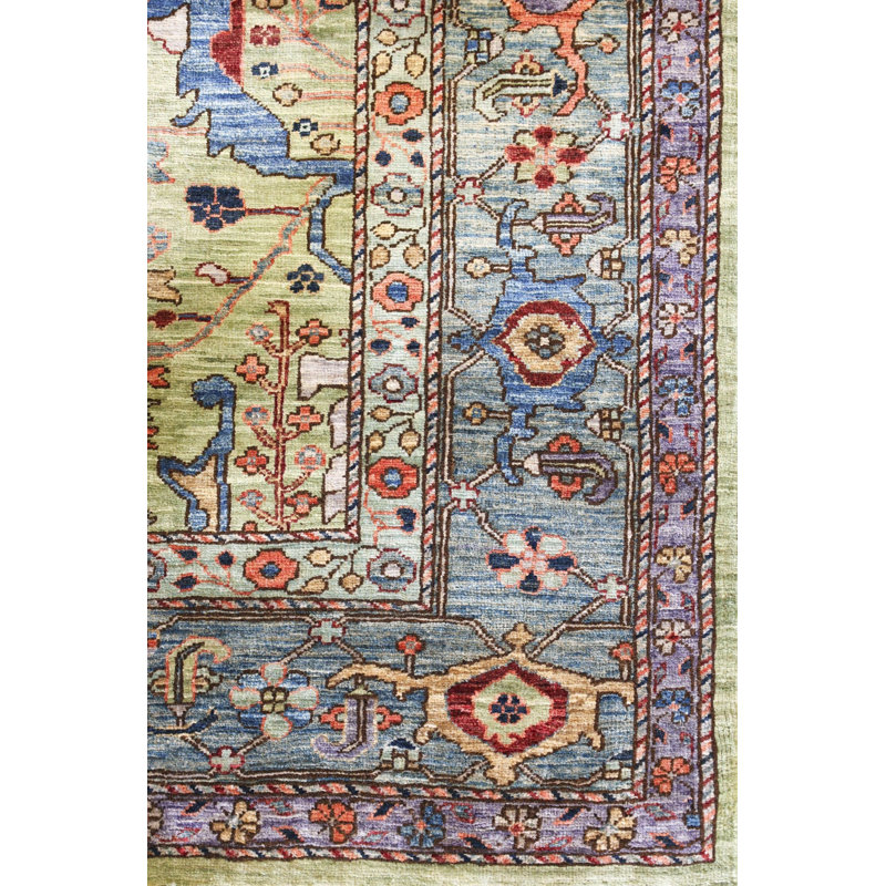 New Turkmen Afghan One-of-a-Kind Runner 6' X 17'4" New Age Runner Area Rug Green