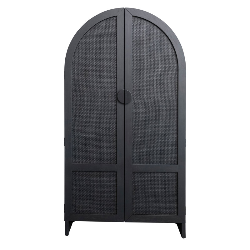 Armoire en bois avec portes en rotin