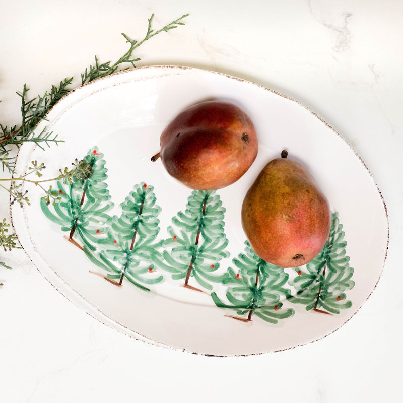 Lastra Holiday Stoneware Platter, 13.5" L x 10" W