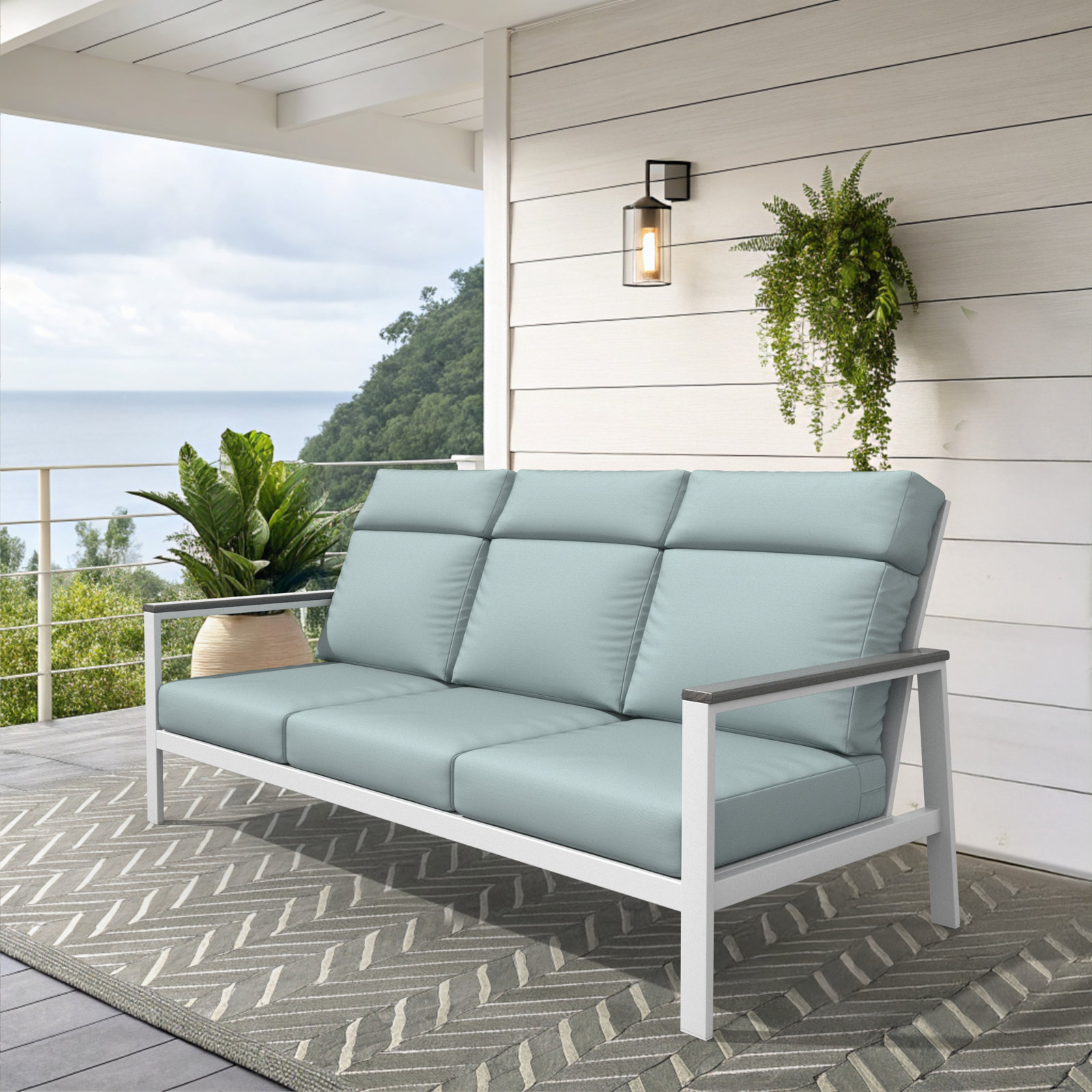 Townsend 80" Sunbrella® Patio Sofa, Solid Color, Bliss Dew