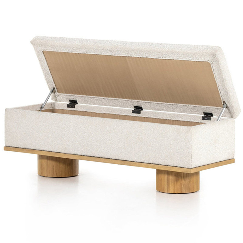 Repose-pieds de rangement en bois massif scandinave, 17.72'' H X 39.37'' W X 17.72'' D