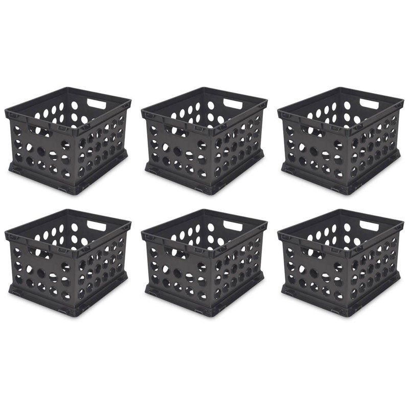 Sterilite Stackable Sturdy Storage Crate Organizer Bins with Handles