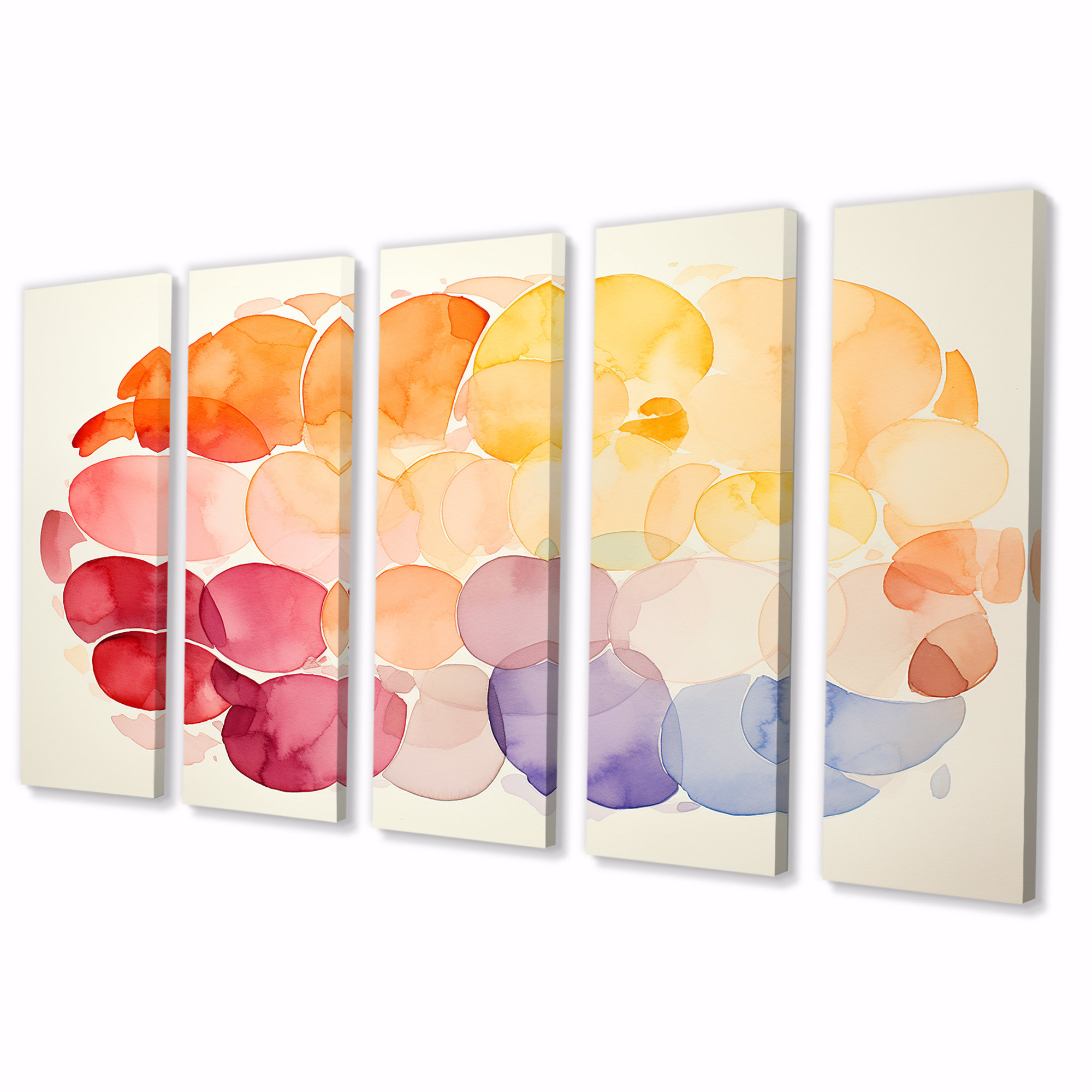 Ivy Bronx Pastel Color Geometric Ink - Abstract Geometric 5 Piece Wall ...