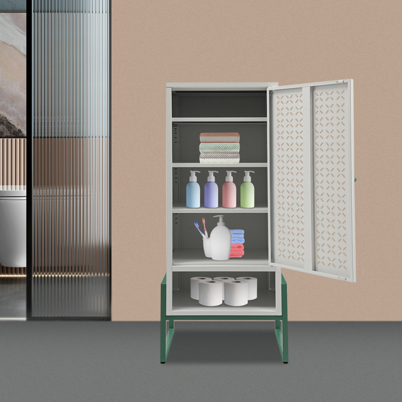 Armoire de rangement autoportante à usages multiples, Gris/vert