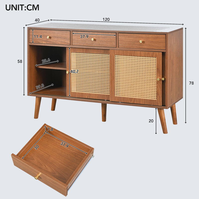 Alondo 120cm Sideboard, Natural Walnut