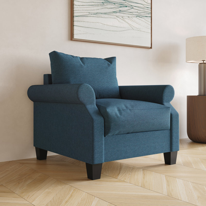 Mayner Upholstered Accent Chair, Blue 100% Linen