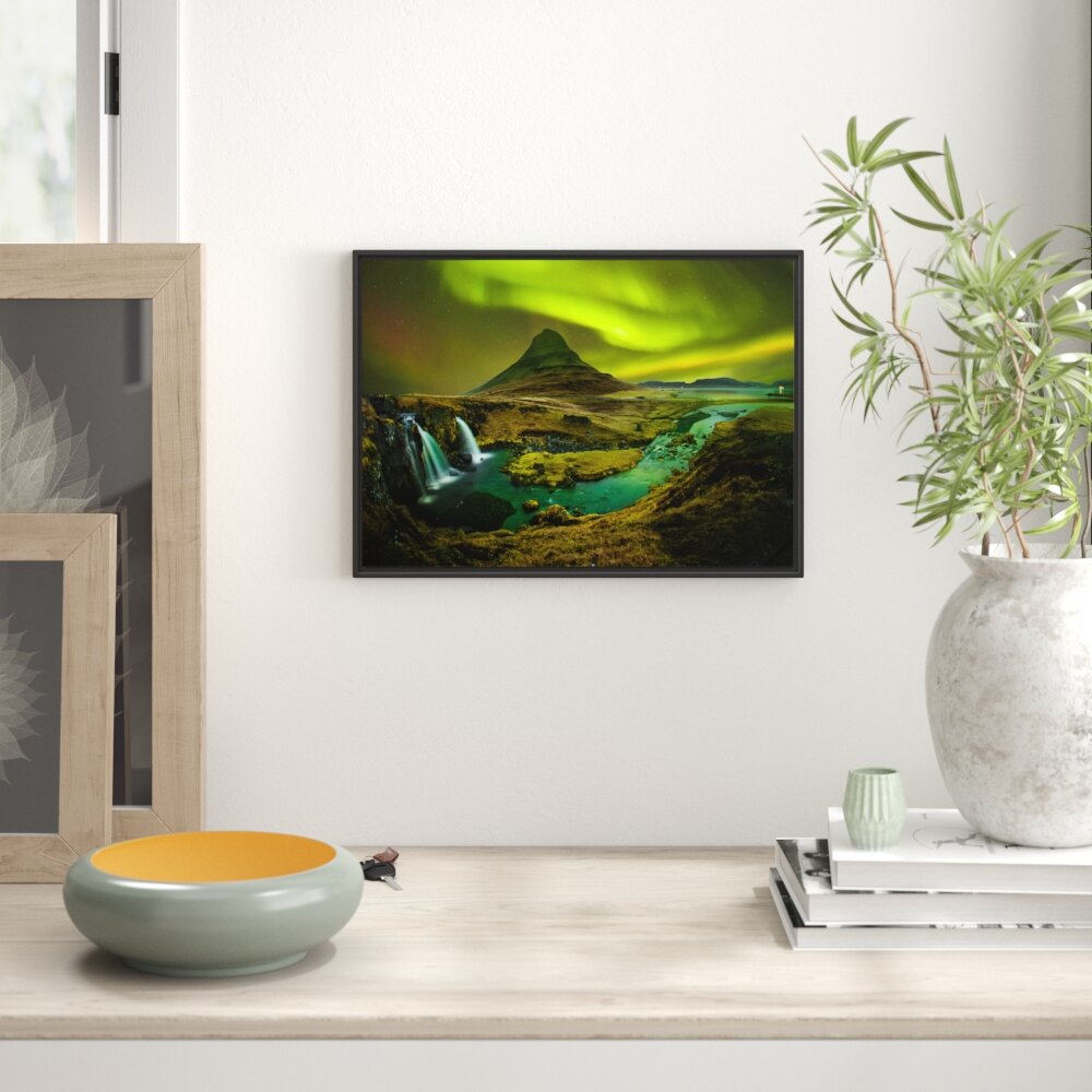 Gerahmtes Wandbild Kirkjufell Wasserfall