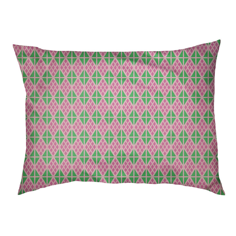 Coussin diamants Byrge, Très grand (l 52 po x P 42 po x H 17 po), Rose / vert / corail