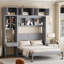 Lit escamotable mural avec bureau, armoire supérieure et tablettes de rangement, lit pliable peu encombrant-1654845061-1654845063