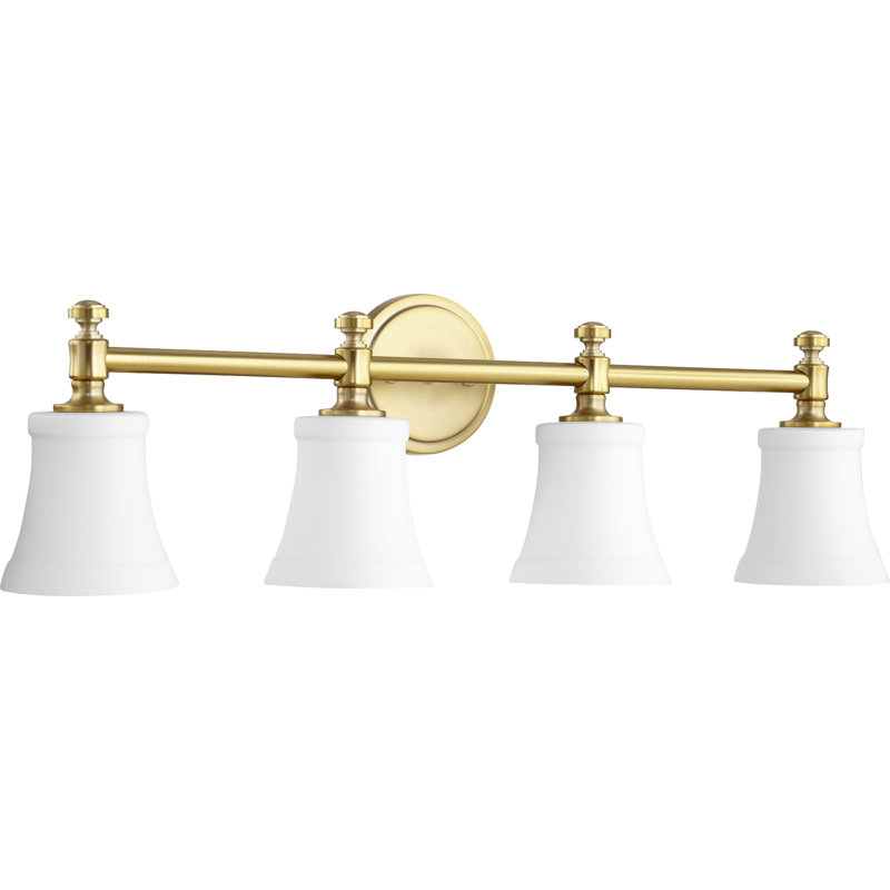 Lynette 4 - Light Dimmable Vanity Light, Aged Brass, White