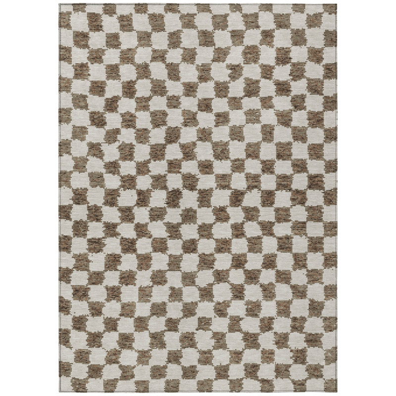 Machine Washable Indoor/Outdoor Xhevrie Brown Rug, Rectangle 2'6" x 3'10"