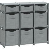9 Cube Closet Organizers, Includes All Storage Cube Bins, Easy To Assemble Storage Unit With Drawers | Room Organizer For Clothes,  Playroom, Dorm (Light Grey)