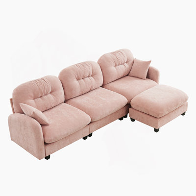 Modular Sectional L Shaped Couch With Ottoman, Featuring Premium Chenille Fabric, Tufted Cushion Backrest, Ergonomic Design For Easy Installation In Various Spaces