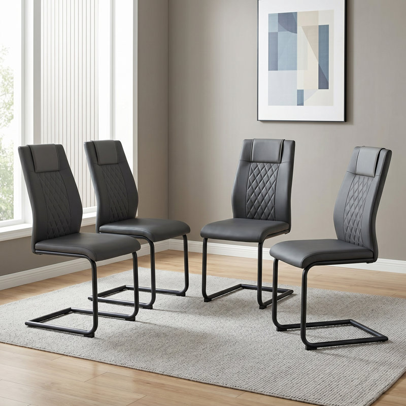 Ensemble de 4 chaises de salle à manger Kimara Modern, Set of 4, Gris, Noir
