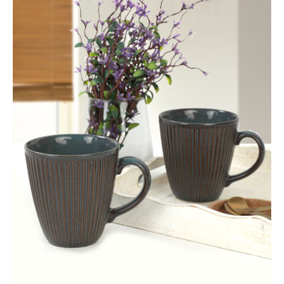 Durable Ceramic Mug Set (2 Pieces), Turquoise & Brown, 3.7 x 4.0 x 4.0 inches | 100% Antibacterial, Thermal Shock Resistant, Easy Clean, Dishwasher & Microwave Safe, Perfect for Daily Use & Gifts