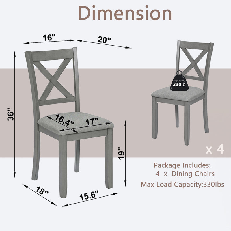 Chaise de cuisine avec siège rembourré, Gris