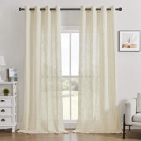 Carthamus Polyester Linen like Textured Gromments Curtain Pair