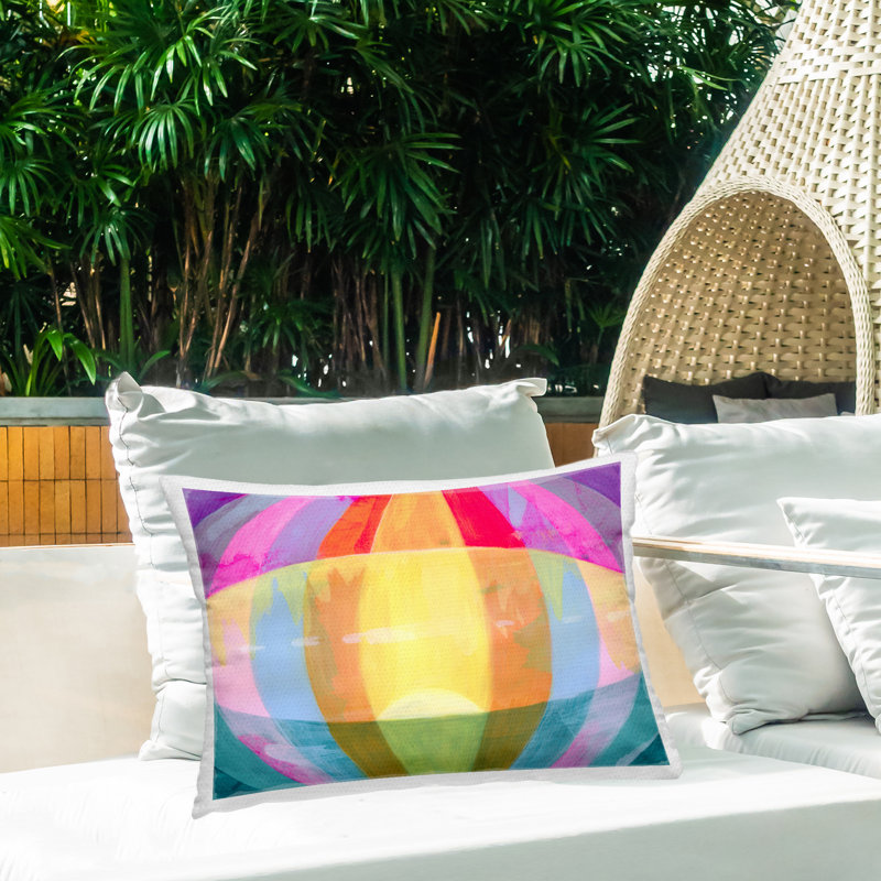 Rounded Neon Flare Outdoor Printed Pillow design by Grace Popp
