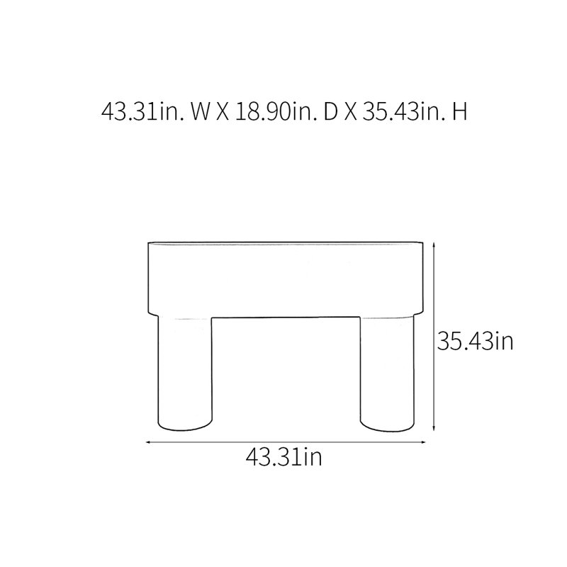 Console Modern Minimalist Art, Noir, H 35,43 po x l 43,31 po x P 18,9 po