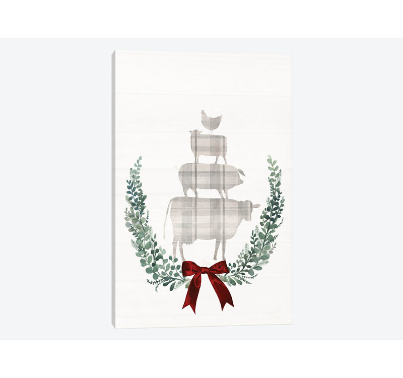 « yuletide animaux i », impression sur toile, H 18 po x l 12 po x P 1,5 po, Pas de tapis, Toile tendue