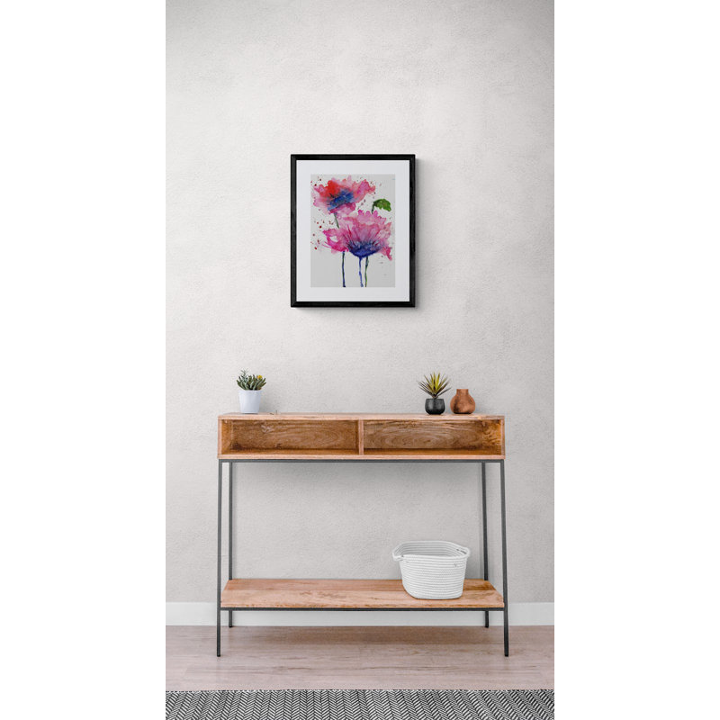 Tulipes par Angel Estevez - Peinture, Papier avec cadre noir, H 31,25 po x l 25,25 po