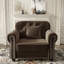 Canapé Chesterfield de 41,3 po en velours avec garniture cloutée et accoudoirs roulés, canapé de style Mid-Century moderne capitonné avec boutons, brun-129334021