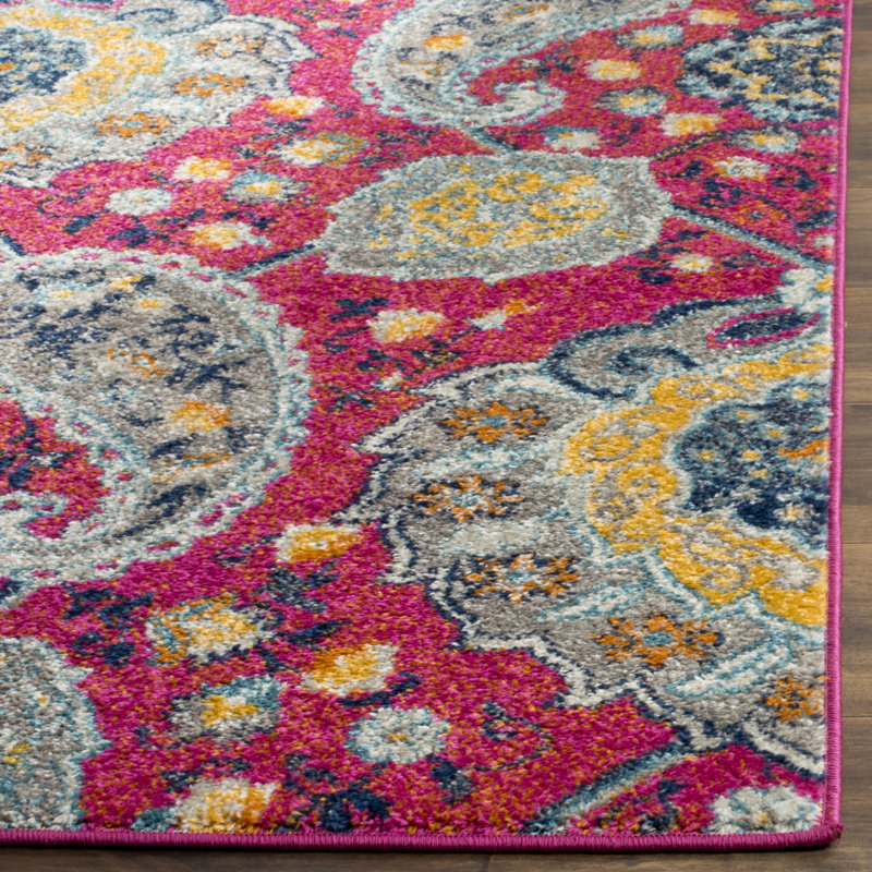 Tapis fuchsia / doré Christa, Rectangle 2 pi 3 po x 4 pi