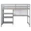 Lit mezzanine simple en bois avec tablettes, bureau, tableau d'écriture - ornement gris 3 po-869509118-869509117