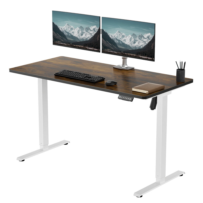  Height Adjustable Standing Desk, Brown/White, 46.3" H x 47.3" H x 23.6" D