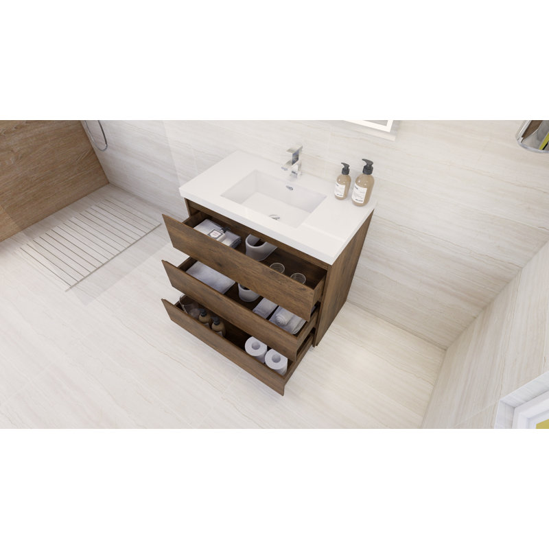 Ensemble de meuble-lavabo simple 36 po Dennes, Bois de rose