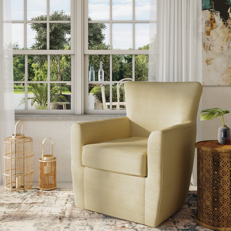 Aloisio 32.5'' Wide Swivel Armchair, Yellow