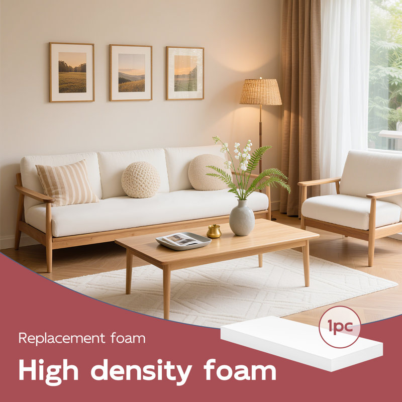 72"*24"*3"High Density Upholstery Foam for Chair Couch Cushion Replacement Foam Pad Seat Repair Topper for Patio Furniture Outdoor Cushion