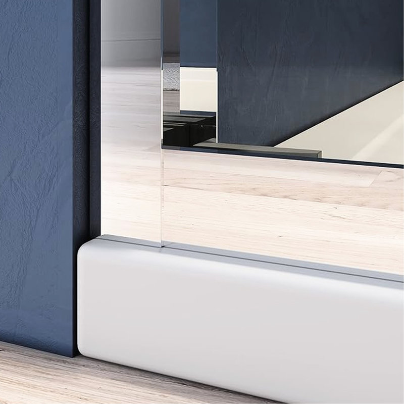 Adjustable Semi - Sliding Shower Door 44 48 In. W X 72 H, Clear Tempered Glass, 304 Stainless Steel Handles In Brushed Nickel, Rust Glass Width, , Thick Nickel Handles, Good For Bathroom Decor