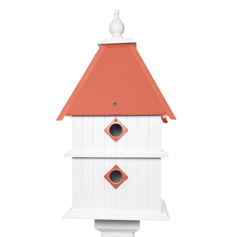 Kalene 27'' H x 12.5'' W x 12.5'' D Post UV Resistant Birdhouse, Coral Isle