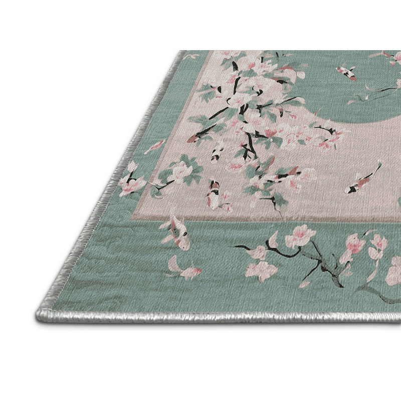 Machine Washable Green Area Rug, Rectangle 7' x 9'