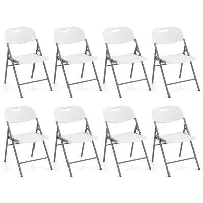 Ensemble de 8 chaises pliantes en plastique Hdpe avec structure en métal pour bureau à domicile