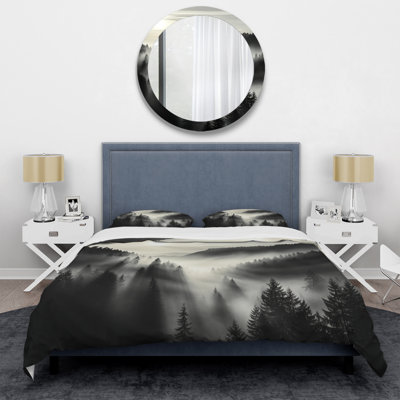 Ensemble de housse de couette Mysterious Misty Mountain Morning - Minimalisme